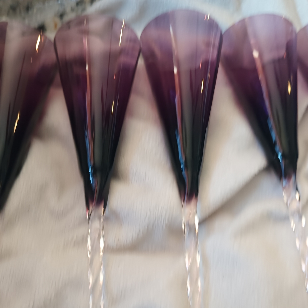 Mikasa Amethyst Twist Stem Champagne Flutes - Set of 5